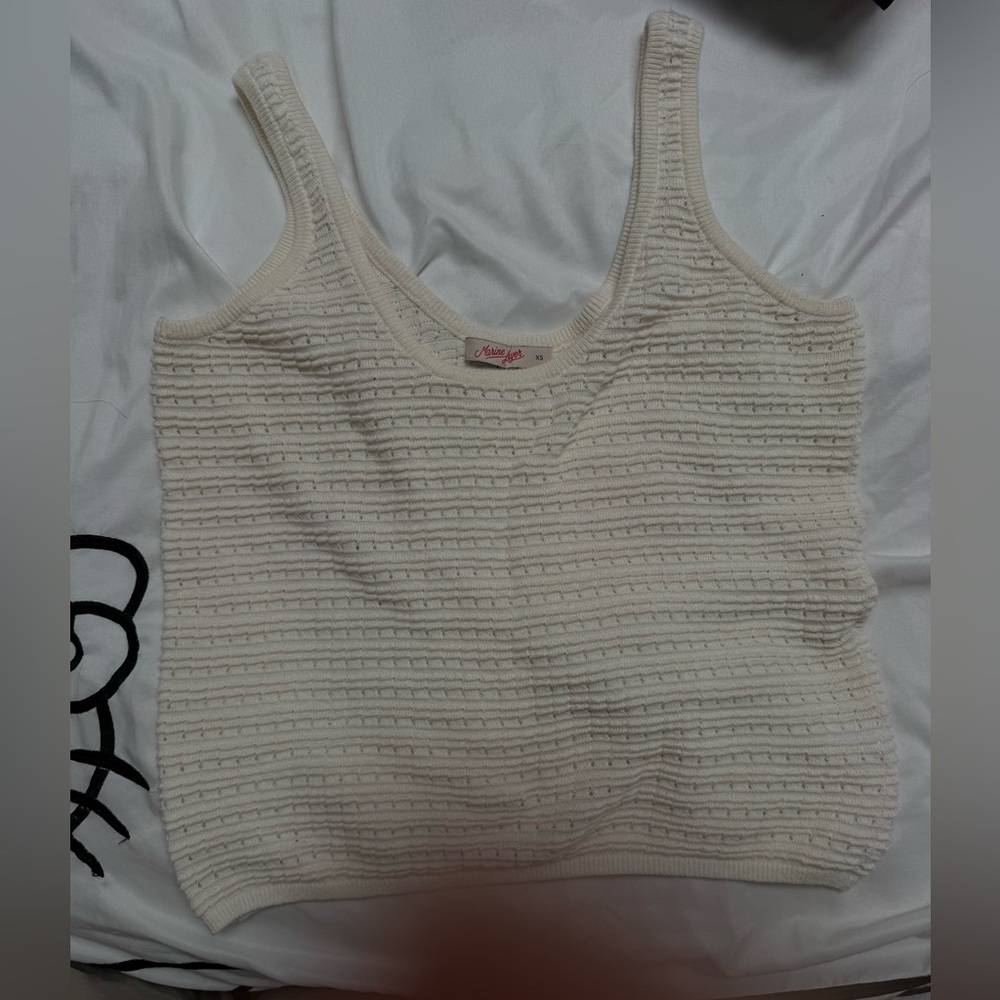 Marine Layer Cream Ribbed Knit Tank